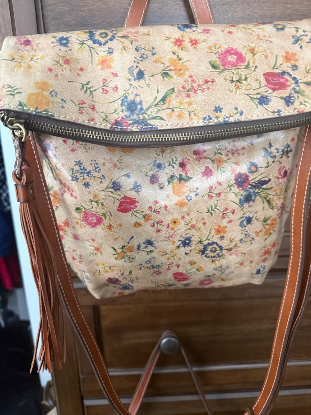 Patricia Nash Luzille convertible backpack handbag leather Prairie Rose Pattern - Picture 8 of 9